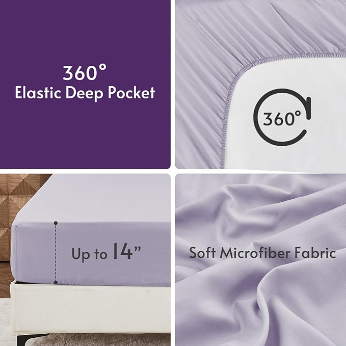 MUXHOMO 5 Pieces Twin XL Comforter Set, Reversible Bed in a Bag Twin XL Size, All Season Bedding Set with Comforter, Flat Sheet, Fitted Sheet, Pillowcases & Shams, Purple & Lavender