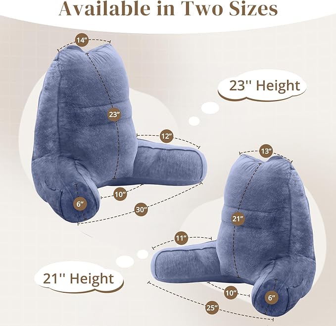Sasttie Reading Pillow, Pillows for Reading or Relaxing – Ergonomic Support for Head, Neck, Back, and Lumbar, 21-Inch, Greyish Purple