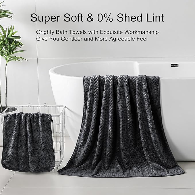 Ferdilan 8 Pack Black Bath Towel Set, 2 Extra Large Bath Towel Sheets, 2 Hand Towels and 4 Washcloths Ultra Soft and Absorbent Chair Towels for Bathroom, Quick Dry Towel for Home Hotel