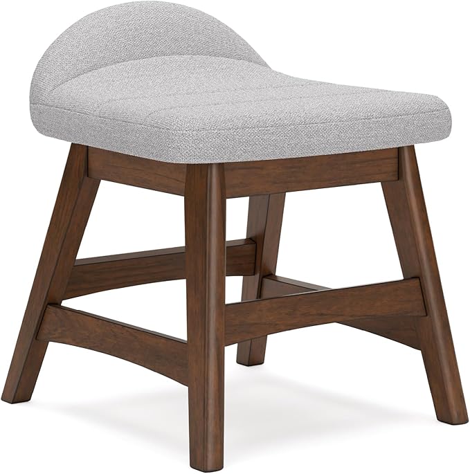 Signature Design by Ashley Lyncott Casual Upholstered Armless Home Office Desk Chair with Backless Design, Light Gray & Light Brown
