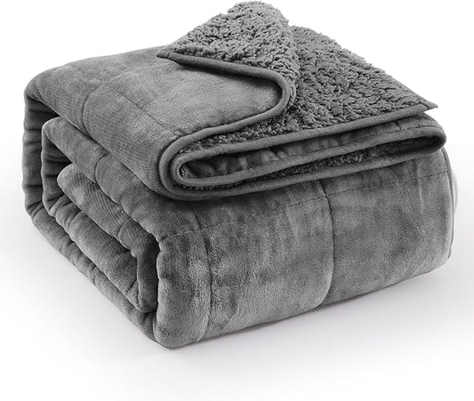 Super Fuzzy Soft Sherpa Fleece Weighted Blanket, 15 lbs Dual Sided Fluffy Heavy Weighted Blankets for Adults - No Bunching with Double Layers of Soft Inner Lining (60"x 80", 15 Pounds)