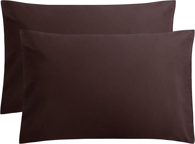 FLXXIE Microfiber Pillow Cases Queen Size Set of 2, Soft Pillowcases with Envelope Closure, Wrinkle Resistant Pillow Covers, 20x30, Dark Brown