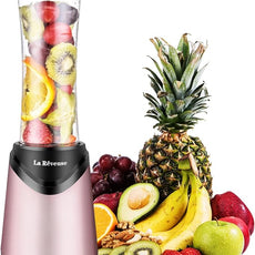 La Reveuse Smoothies Blender Personal Size 300 Watts with 18 oz BPA-Free Portable Travel Sports Bottle (Pink)