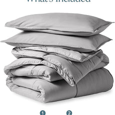 Bare Home Comforter Set - Full Size - Ultra-Soft - Goose Down Alternative - Premium 1800 Series - All Season Warmth (Full, Light Grey)