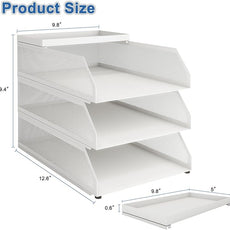 Natwind 3-Tier Stackable Paper Tray, Metal Mesh Desktop Organizer, Paper Sorter, Letter Trays,File Document Storage Rack for for Home, Office, School (White)