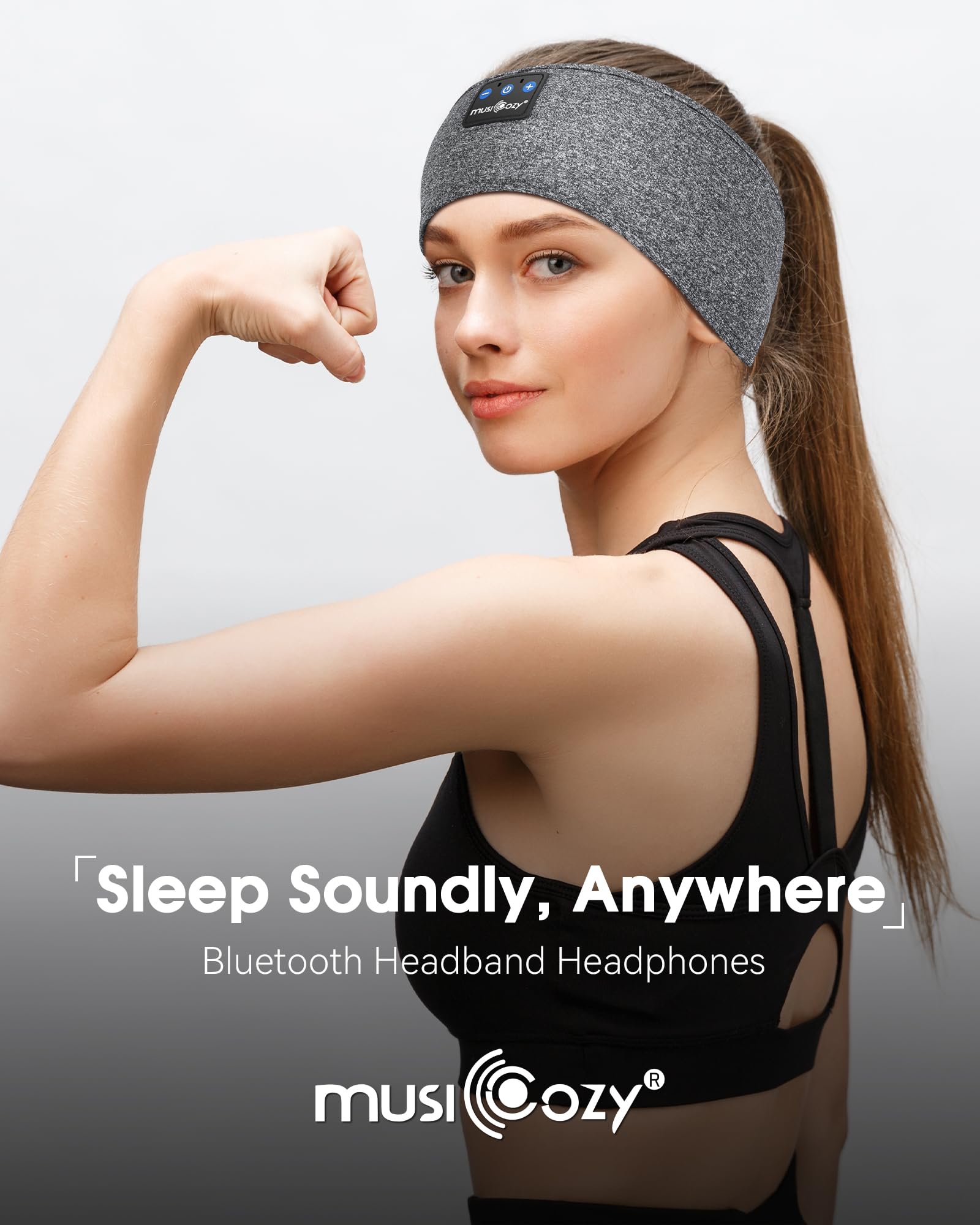 MUSICOZY Sleep Headphones Bluetooth 5.4 Headband, Sports Wireless Earphones Sweat Resistant Earbuds Sleeping Headphone with Ultra-Thin HD Stereo Speaker for Workout Running Cool Gadgets Unique Gifts Dormly