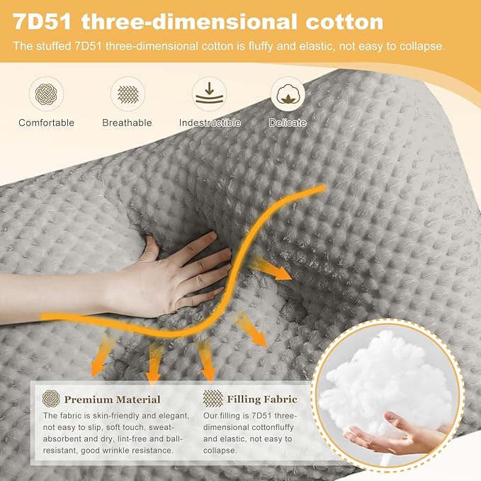 Large Triangular Headboard Wedge Pillow Soft and Supportive Headboard Backrest Positioning Support Bolster Cushion, Bed Wedge Pillow with Removable Cover(Light Gray,Cal King,71x8x20inch)