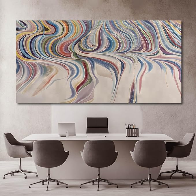 YETHEN WAL Multicolor Swirl Wall Art Vibrant Abstract Fluid Canvas Prints Modern Artwork for Living Room Bedroom Office Decor 29x58 Inch