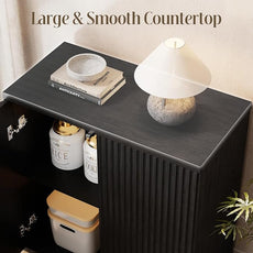 Fluted Buffet Cabinet Sideboard with Storage,Wooden Credenza with 2 Doors&Adjustable Shelve, Modern Accent Cabinets Coffee Bar Bookcase for Living Room,Kitchen Dining Room Entryway 15