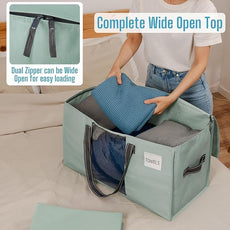 VENO 10 Pack Moving Bags, Christmas Storage Bins, Moving Boxes Alternative, Comforter and Blanket Storage Bags, College Dorm Packing Supplies, Foldable Heavy-Duty Tote (Light Green Matte, 10 Pack)