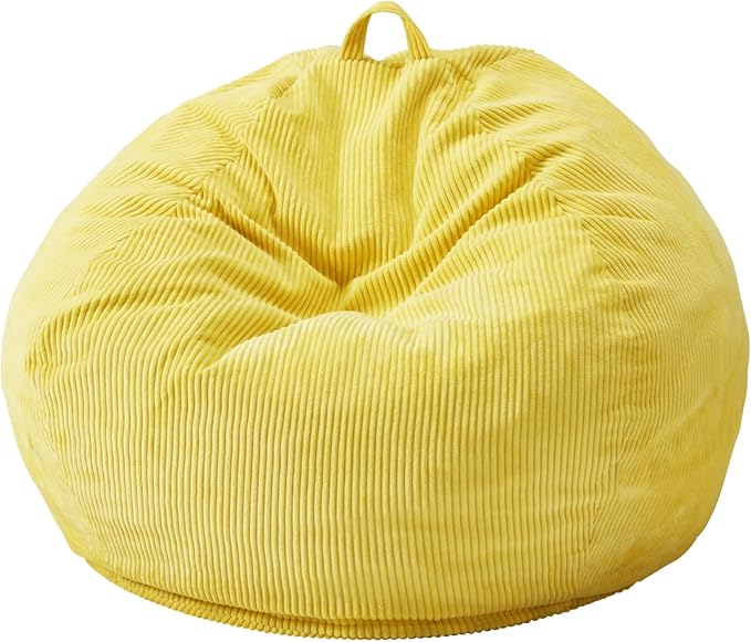 Hobestluk 2.5FT Bean Bag Chair Beanbags Small Bean Bag Chair with Filler Included Teardrop Bean Bag with Removable Cover for Bedroom Living Room (Small, Yellow)