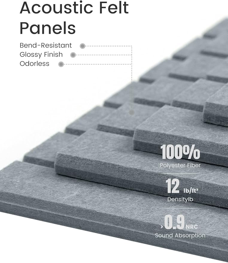 Large Felt Bulletin Board 48" x 36" Cork Board Alternative-12 Pack with 70 Safe Removable Adhesive Tabs, Cork Boards for Walls Pin Board for Home Office Classroom Felt Board-Blue Gray