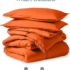 Bare Home Comforter Set - Queen Size - Ultra-Soft - Goose Down Alternative - Premium 1800 Series - All Season Warmth (Queen, Orange)