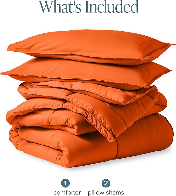 Bare Home Comforter Set - Queen Size - Ultra-Soft - Goose Down Alternative - Premium 1800 Series - All Season Warmth (Queen, Orange)