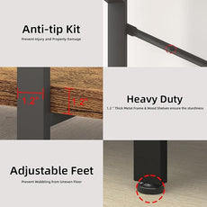 HSH 6 Shelf Tall Bookcase, Industrial Modern Large 6 Tier Bookshelf, Open Wood and Metal Display & Storage Rack,Farmhouse Bookcases and Book Shelves 6 Shelf for Bedroom Living Room Office,Rustic Brown