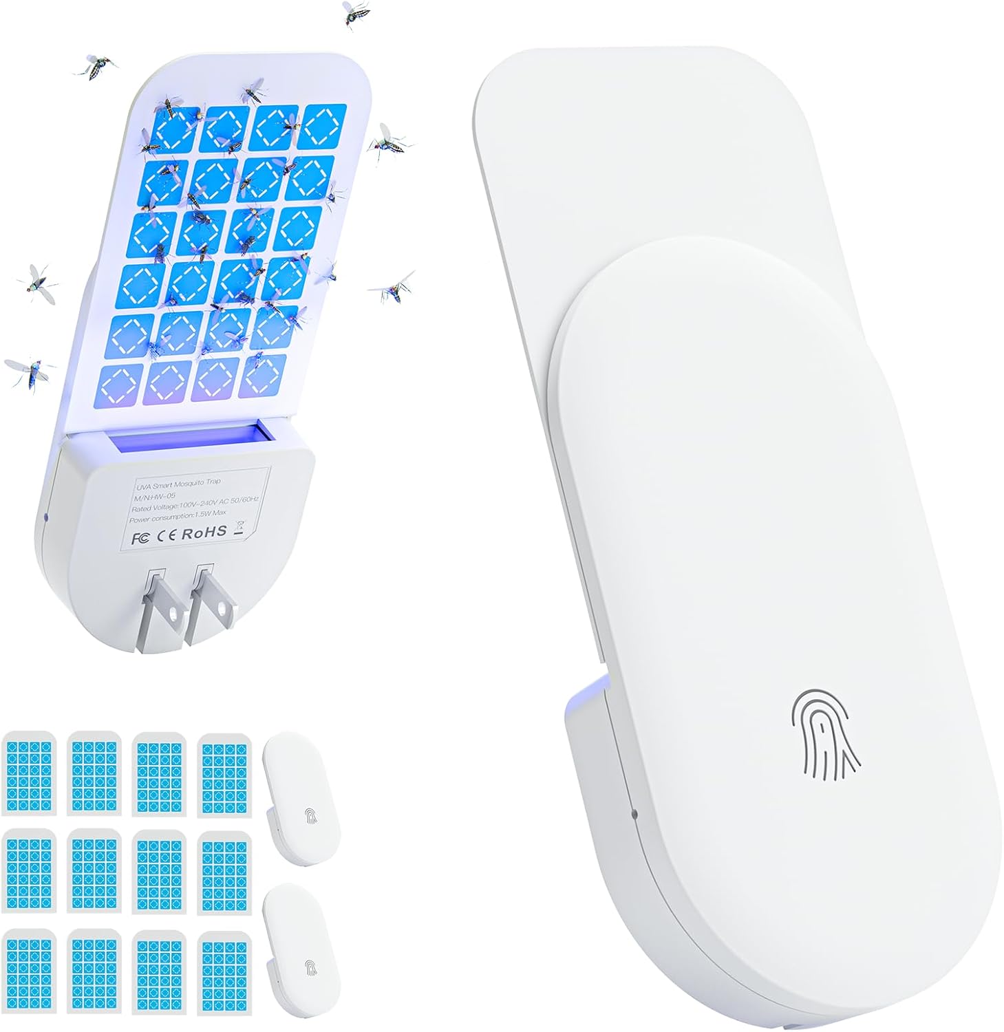 TIENBE Flying Insect Trap, 2 in 1 Indoor Plug-in Fruit Fly Trap, 1 Trap White and 6 Glue Cards, Fruit Fly Traps for Gnat, Moth, Mosquito, Suitable for Every Part of The Home Dormly