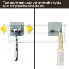 Orimade Adjustable Anti-slip Shower Caddy over Head, Rustproof Bathroom Hanging Shower Organizer with 2 Hooks for Razor, No Drilling Shower Shelves Storage Rack 3 Tier, White