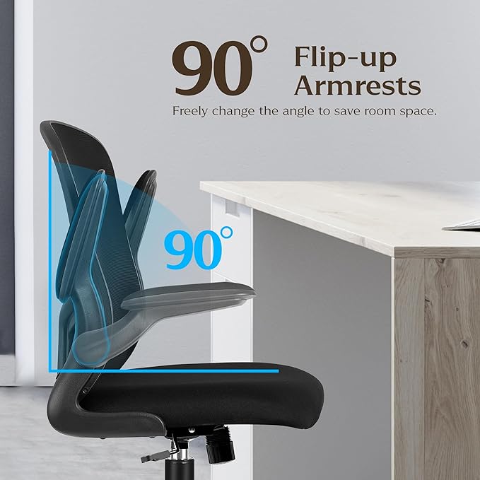 FelixKing Office Desk Chairs, Ergonomic PC Desk Chair with Wheels, Adjustable Lumbar Support and Height, Swivel Computer Chair with Flip-up Armrests, Ergo Mesh Backrest for Working (Black, Pack of 10)