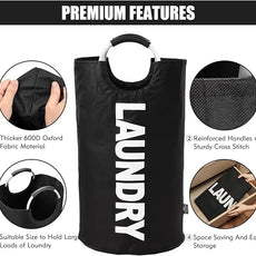 DOKEHOM 125L X-Large Laundry Basket, Collapsible Laundry Bag, Freestanding Tall Clothes Hamper, Foldable Washing Bin (Black)