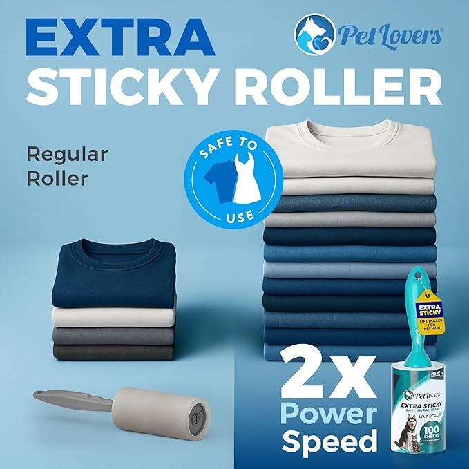 PetLovers Extra Sticky Lint Roller Ultimate Value Set 800 Sheets for Pet Hair Removal, Dog and Cat Lint Remover 8 Pack Green