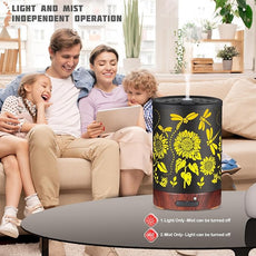 Essential Oils Diffuser,Christmas Aromatherapy Diffuser,Birthday Gifts for Women Mom Grandma,Metal Cool Mist Humidifier with 7 Colors Lights Waterless Auto Off Air Diffusers (Sunflower)
