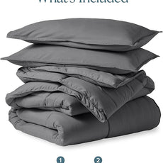 Bare Home Comforter Set - Queen Size - Ultra-Soft - Goose Down Alternative - Premium 1800 Series - All Season Warmth (Queen, Grey)