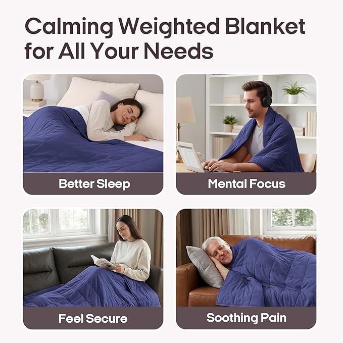 ZonLi Weighted Blanket for Adults(80"x87", 20lbs,Dusk Blue) King Size High Breathability Cooling Heavy Blanket, Soft Material with Premium Glass Beads,All-Season.