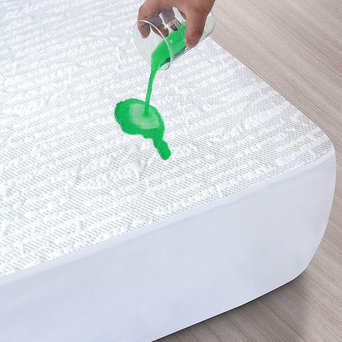 Twin Mattress Protector Waterproof, Ultra Soft Viscose 3D Air Fabric, Mattress Pad Cover Twin, Fitted Up to 18" Deep