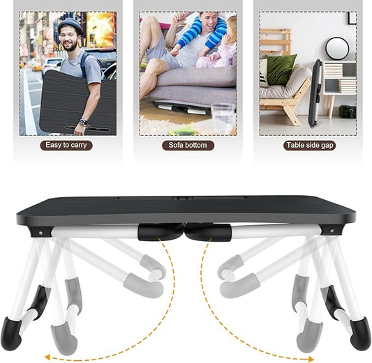Zapuno Laptop Bed Desk, Foldable Laptop Tray Table with Tablet Slot, Lapdesk Laptop Stand for Bed Portable Standing Table for Bed Couch Floor