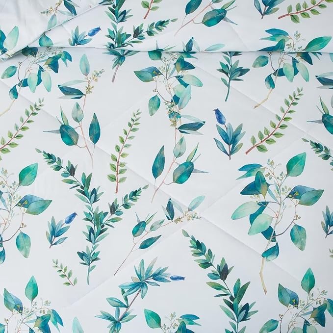 MKXI Rustic Floral Comforter Set White and Blue Twin XL Botanical Bedding Comforters Branch Floral Duvet Lightweight Turquoise Leaves Pattern Aesthetic Bed Set 1 Comfortert + 2 Pillowcases