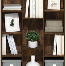 Furinno LUDER Book Shelf, 11-Cube Bookshelf, Reversible Bookcase, 9.4 x 29.1 x 41.7, for Living Room, Bedroom, Home Office, Amber Pine