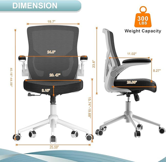 Office Chair, High Back Desk Chair Adjustable Height and Ergonomic Design Home Office Computer Chair, Executive Lumbar Support Padded Flip-up Armrest Office Chair