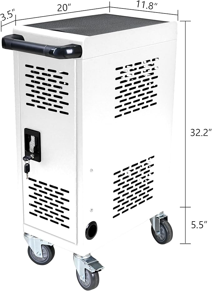 Laptop Charging Cart, Laptop Storage Cart with 16-Bay, Mobile Charging Cabinet for iPads up to 14", Chromebook Devices, Cord Management, Access Lock.School,Business.White