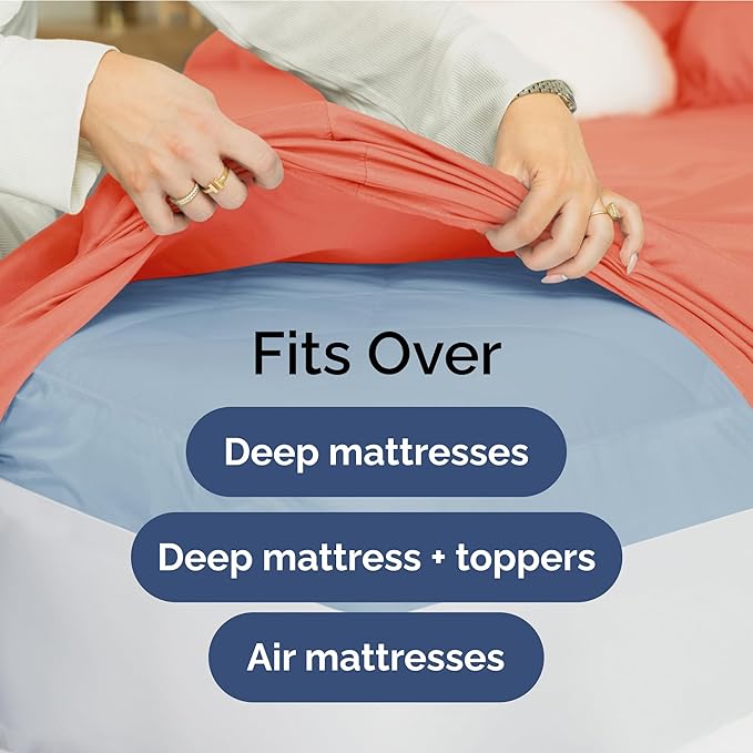 Extra Deep Pocket Twin Sheets - 3 Piece Breathable & Cooling Bed Sheets - Hotel Luxury Bed Sheet Set - Soft, Wrinkle Free & Comfy - Easily Fits Extra Deep Mattresses - Deep Pocket Coral Sheets Set
