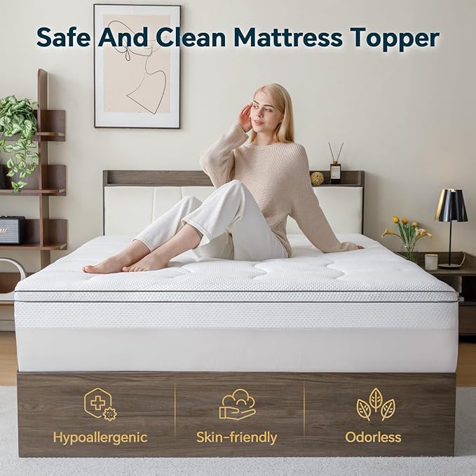 4 Inch Memory Foam Mattress Topper Small -Dual Layer 3 Inch Cooling Gel Memory Pad and 1 Inch Pillow Top Mattress Cover for Back Pain - 20" x 60" x 4"