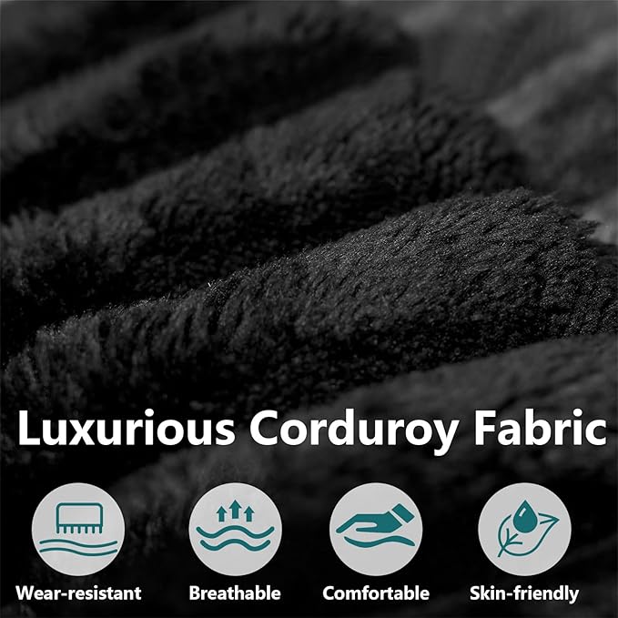 95" Modular Sectional Couch, Boneless L Shaped Cloud Sofa with Chaise Lounge, Corduroy Upholstered Couches Memory Foam Deep Seat, No Assembly Required, Ideal for Living Room(Black, Right Facing)