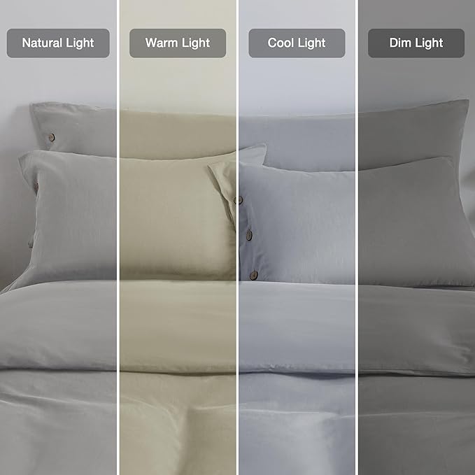 JELLYMONI Pillowcases King Set of 2 Cotton Button Pillow Covers 20×36in Light Grey Bed Pillow Cases 100% Washed Cotton Soft Breathable (Pillows are not Included)