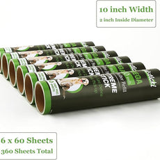 10 inch Mega All-Purpose Pet Hair Lint Roller Refills Compatible with Evercare Mega Roller 10'' Wide Ultra Sticky 60 Sheets Each Refill (Pack of 6, 360 Sheets Total)