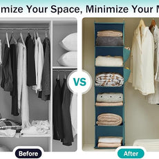 YOUDENOVA Hanging Closet Organizer, 6-Shelf Closet Hanging Storage Shelves, Green