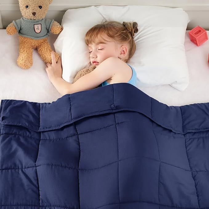 yescool Navy Weighted Blanket 5 Pounds Cooling Weighted Lap Blanket, Heavy Blanket for Sleeping, Weighted Throw Blanket Gift for 40-60lbs, 40"x60"