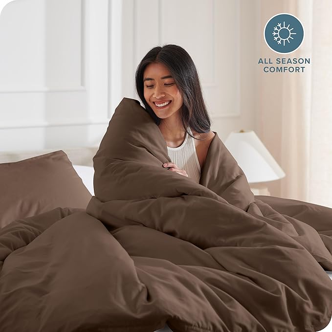Bare Home Bedding Duvet Cover King Size - Premium 1800 Super Soft Collection - Lightweight, Cooling - Soft Breathable Bedding Duvet Cover (King, Cocoa)