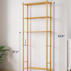 Kitsure Over The Toilet Shelf - 3-Tier Bamboo Bathroom Organizers and Storage with Paper Holder, Over Toilet Bathroom Organizer with Wall Anchor for Balcony, Laundry, Natural, 3 Tiers (63