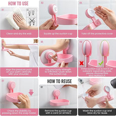 TAILI Soap Dish Bar Holder Suction Cup,Soap Saver with Powerful Vacuum Suction,Sponge Holder for Shower,Bathroom,Tub and Kitchen Sink, Universal Shower Accessories,Drill-Free,Removable,Pink