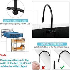 Loghot Bedside Caddy/Bedside Storage Bag Hanging Organizer for Bunk and Hospital Beds,Dorm Rooms Bed Rails,Can be Placed Glasses,Books,Mobile Phones,Keys (Black)