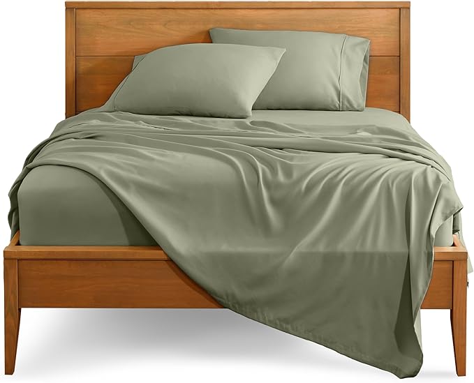Bare Home Ultra-Soft Split Cal King Sheet Set - Luxury 1800 - Hydro-Brushed - Deep Pockets - Easy Fit - 4 Piece Set - Bedding Sheets & Pillowcases (Split California King, Sage) BareHome