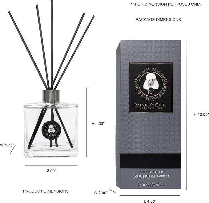 Rainier’s Gifts Reed Diffuser Set (Eucalyptus & Mint) - Scented Oil Diffuser Sticks - Home Fragrance Aromatherapy Air Freshener 6.5 fl oz