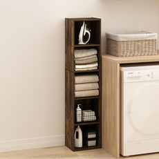 Furinno PASIR Book Shelf, 5-Tier Modern Bookshelf, Open Shelves Bookcase 9 x 12 x 52, for Living Room, Bedroom, Home Office, Amber Pine