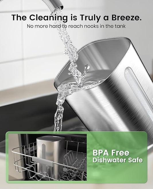 Jack & Rose Stainless Steel Humidifier, Easy to Clean, Dishwasher Safe, Cool Mist Humidifiers for Bedroom