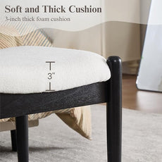 DUOMAY 55'' Modern Ottoman Bench, Chenille Upholstered Entryway Bench Bedroom Bench with Wood Legs, End of Bed Bench for Bedroom, Living Room, Corners, Kitchen, White