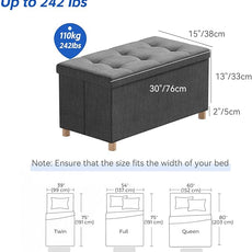 BRIAN & DANY 30 Inches Folding Storage Ottoman Bench, Ottoman with Storage Bench for Bedroom, Living Room, Entryway, Foot Rest with Legs, Dark Gery